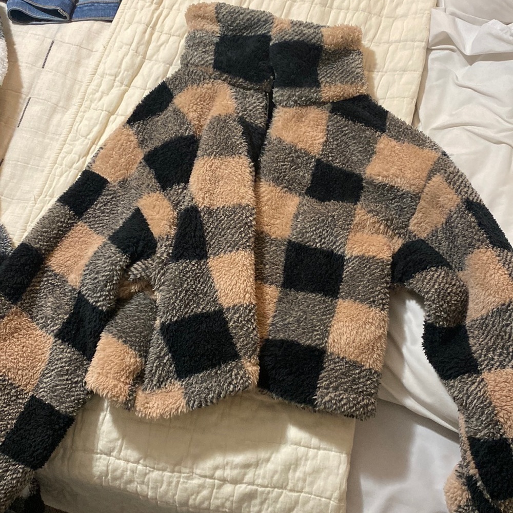 Fluffy shein plaid